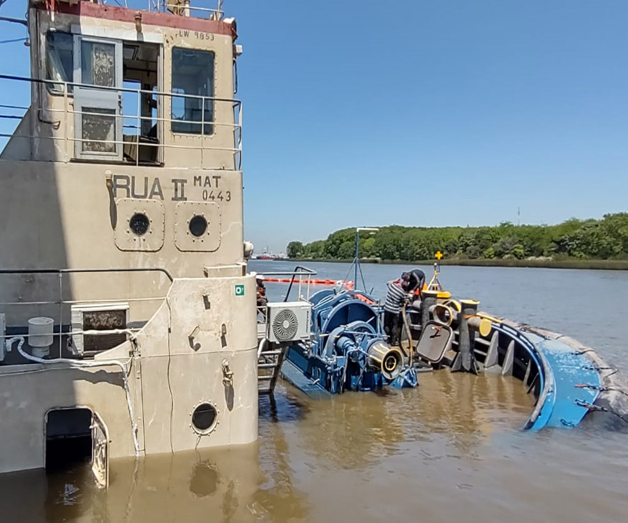 Los 15 pasos para el reflotamiento del remolcador RUA II en el puerto de La Plata