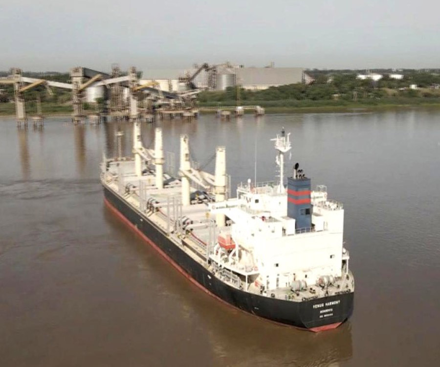 Quedó varado en el Paraná, cerca de Rosario, un buque con 25 mil toneladas de harina de soja