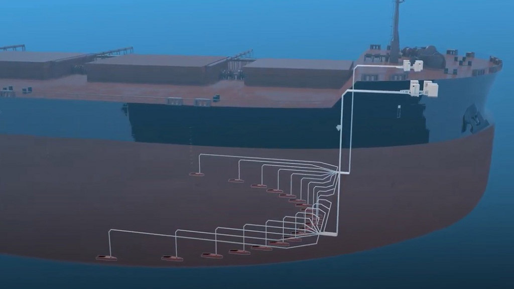 Vale recibe un barco que produce burbujas de aire en el casco para reducir las emisiones